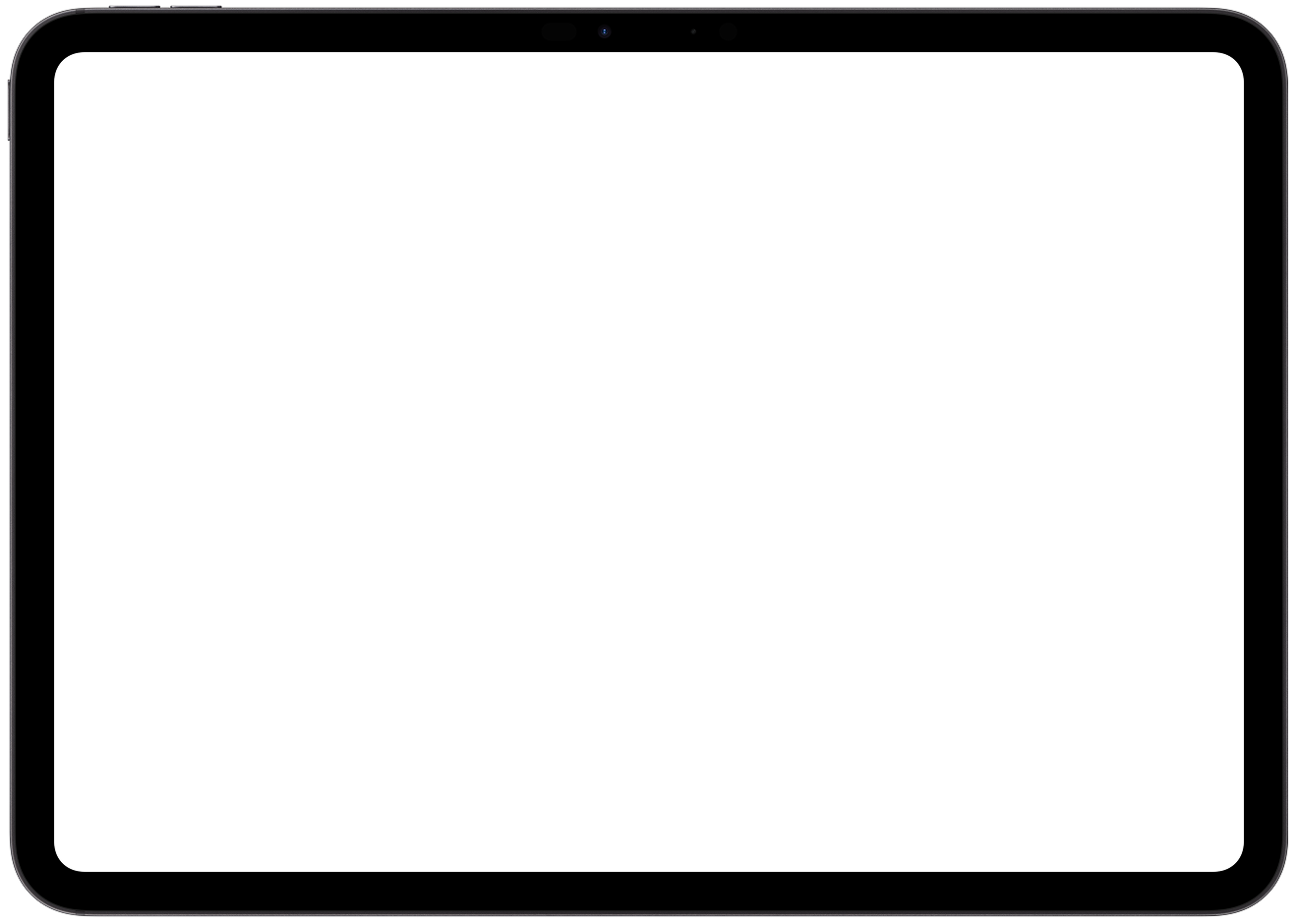 Transparent frame of an iPad used to overlay the app graphics in.